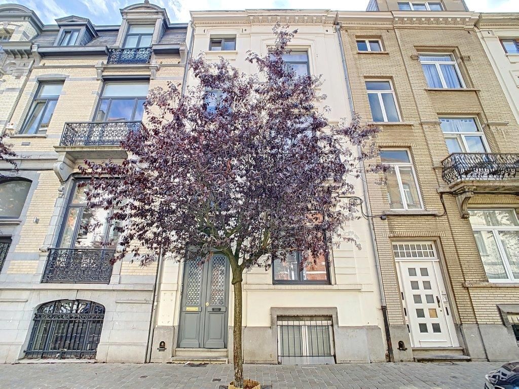 Ruelles urbaines avec townhouses élégants, arbre coloré, pavé ancien, charme européen.