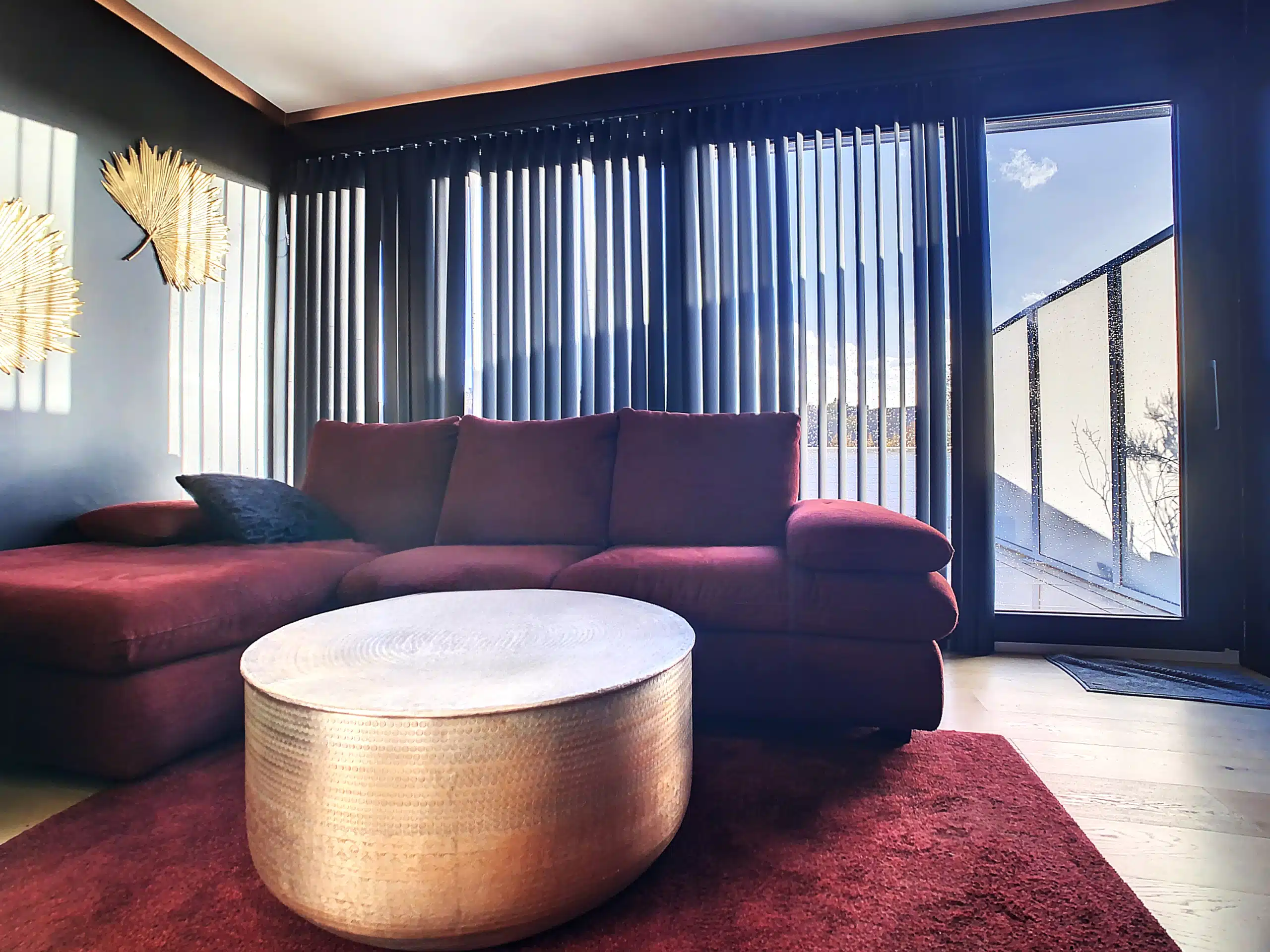 Modern Living Room with Red Sofa and Elegant Decor Living room - Exceptional penthouse with large terrace and garage - Uccle