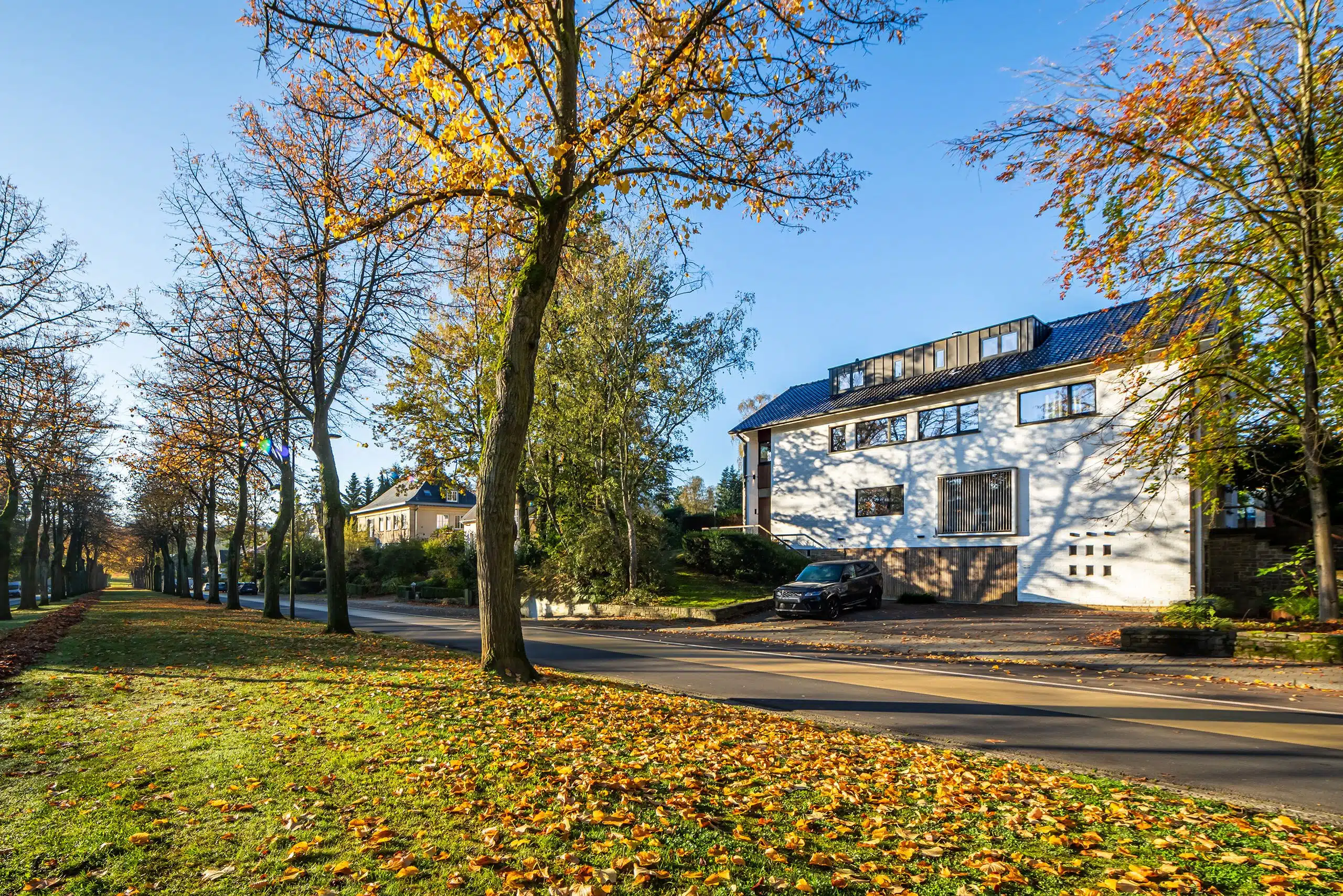 Avenue avec façade Villa Baron d'Huart