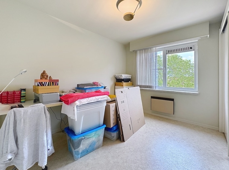Espace de rangement pratique avec stockage, bureau encombré et lumière naturelle, idéal pour bricolage et création.
