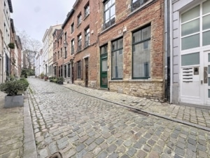 Rue pavée charmante mélange darchitecture ancienne et moderne après la pluie ambiance paisible